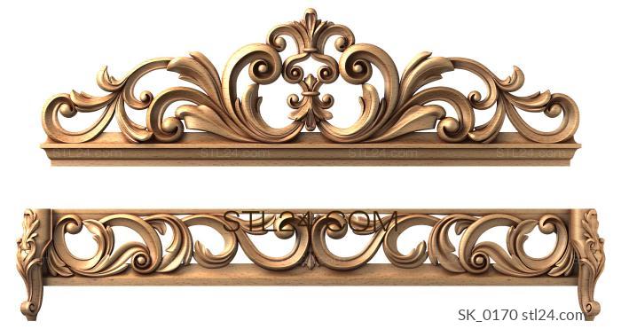 Headboard (Decorative overlay with openwork ornament, SK_0170) 3D models for cnc