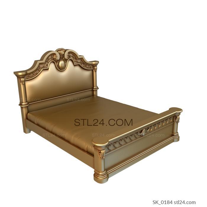 Headboard (Bed with classic silhouette and decorative inserts, SK_0184) 3D models for cnc