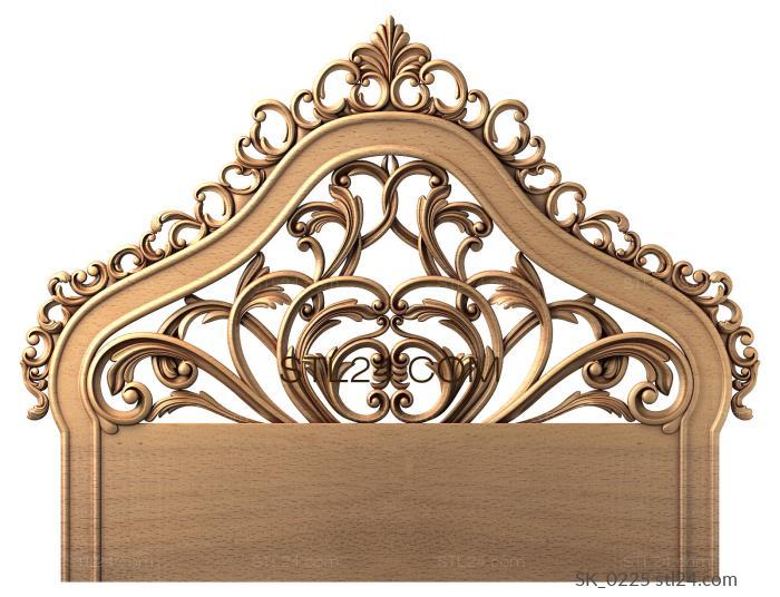 Headboard (Carved headboard with openwork ornament, SK_0225) 3D models for cnc