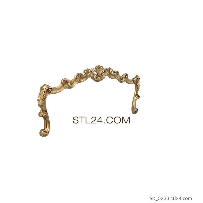 Headboard (Top plate with acanthus and shell, SK_0233) 3D models for cnc