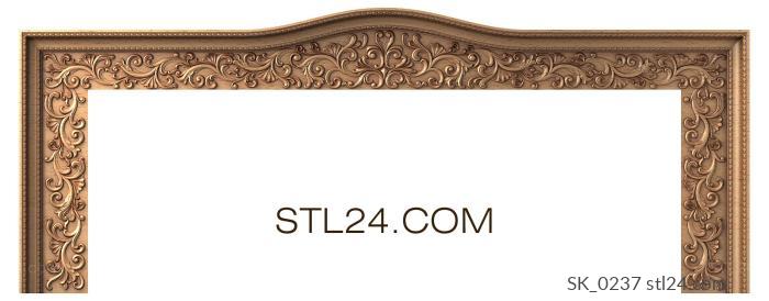 Headboard (Carved frame with flowing top and baroque vegetation, SK_0237) 3D models for cnc