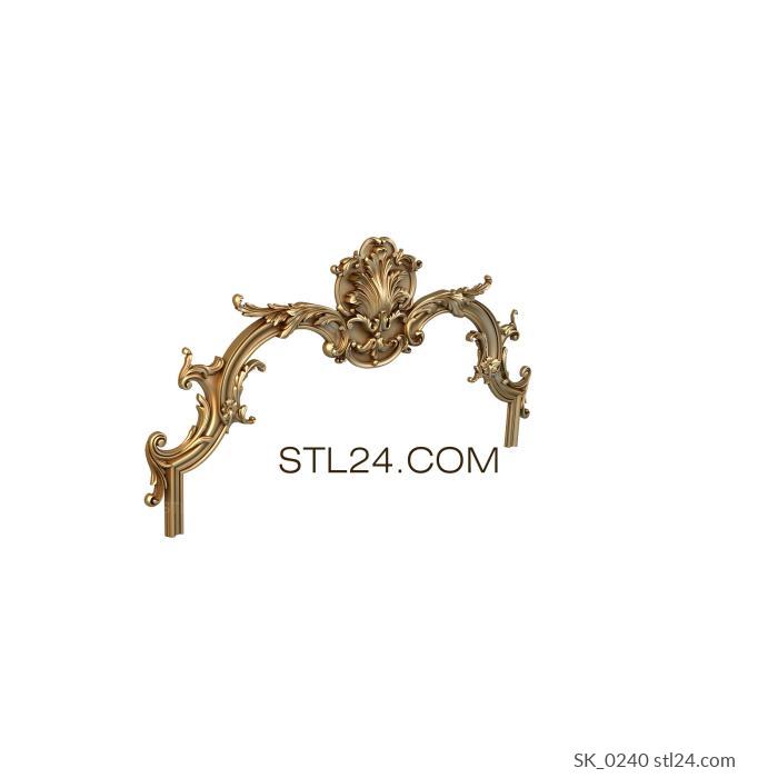 Headboard (Portal with scrolls and acanthus rosette, SK_0240) 3D models for cnc