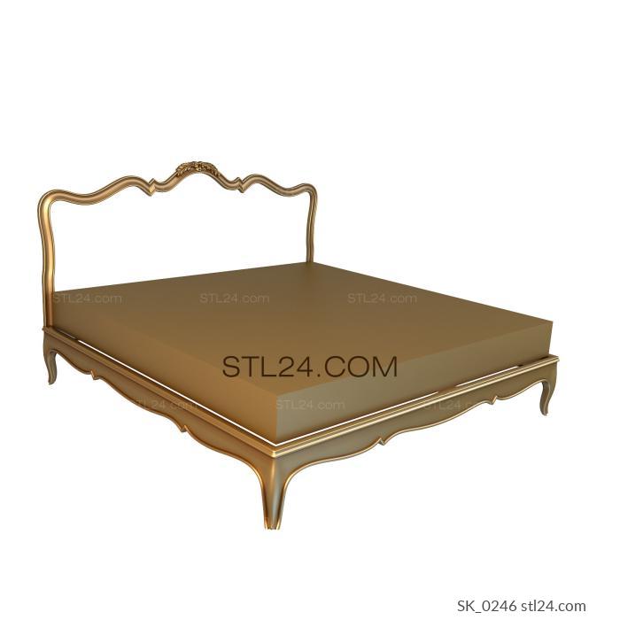 Headboard (Bed with wave-shaped headboard and smooth lines, SK_0246) 3D models for cnc
