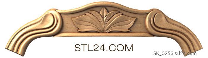 Headboard (Overlay with smooth wave and stylized flower, SK_0253) 3D models for cnc