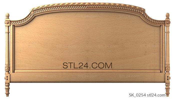 Headboard (Classic headboard with carved edging, SK_0254) 3D models for cnc