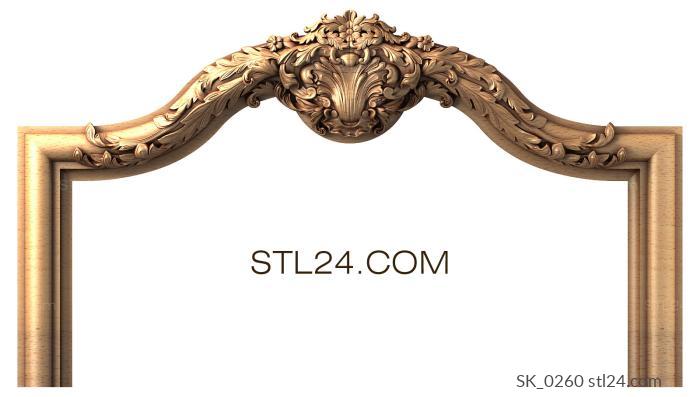Headboard (Architectural framing element with large central decor, SK_0260) 3D models for cnc
