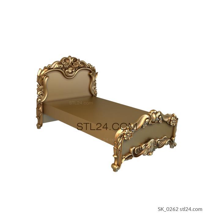 Headboard (Headboard and footboard with lush baroque decor, SK_0262) 3D models for cnc