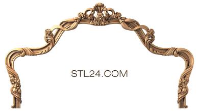 Headboard (Arched decorative element with roses and ornate ribbons, SK_0285) 3D models for cnc