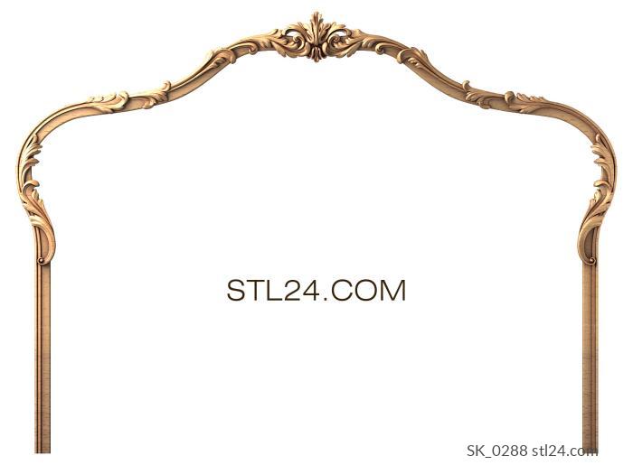 Headboard (Elegant arched frame with symmetrical plant decor, SK_0288) 3D models for cnc