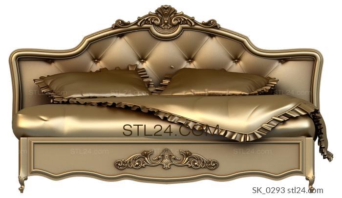 Headboard (Bed with curved headboard and soft tie, SK_0293) 3D models for cnc