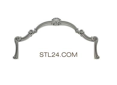 Headboard (Decorative top with ribbed shell and swirls, SK_0309) 3D models for cnc