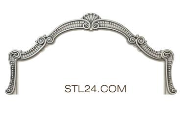 Headboard (Decorative top with ribbed shell and swirls, SK_0309) 3D models for cnc