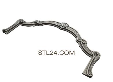 Headboard (Decorative top with ribbed shell and swirls, SK_0309) 3D models for cnc