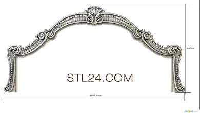Headboard (Decorative top with ribbed shell and swirls, SK_0309) 3D models for cnc