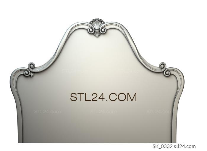 Headboard (Curved headboard with decorative curls, SK_0332) 3D models for cnc