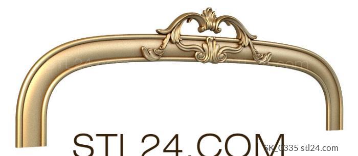 Headboard (Classic style carved top plate with scrolls, SK_0335) 3D models for cnc