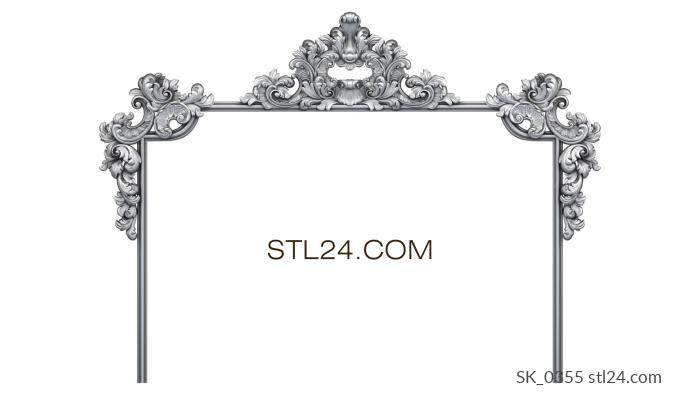 Headboard (Carved finial with baroque frame, SK_0355) 3D models for cnc
