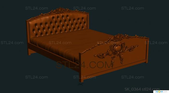 Headboard (Bed with carriage coupler and rich carved decor, SK_0364) 3D models for cnc