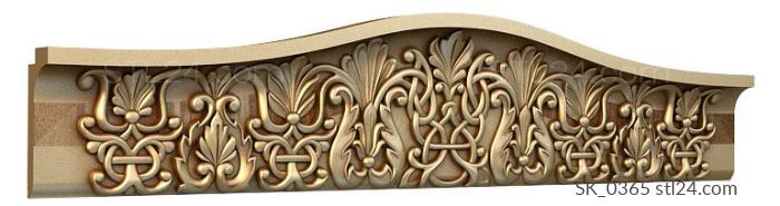 Headboard (Panel with oriental ornament and wavy top, SK_0365) 3D models for cnc