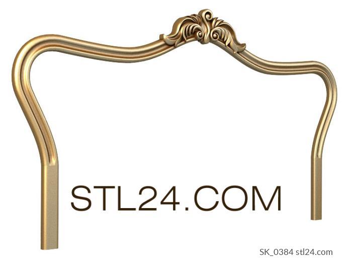 Headboard (Top frame with wave profile and carved accent, SK_0384) 3D models for cnc