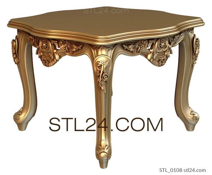 Tables (Table with carved Rococo details, STL_0108) 3D models for cnc