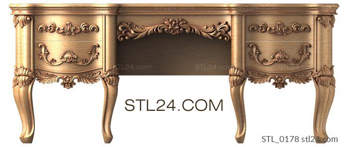 Tables (Ornate Writing Desk with Carved Details, STL_0178) 3D models for cnc