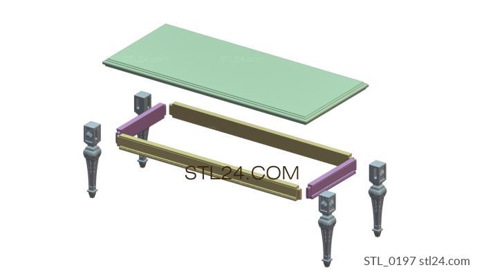 Tables (Rectangular table with decorative corners, STL_0197) 3D models for cnc