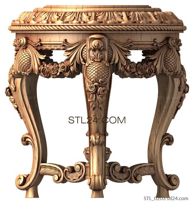 Tables (Elegant table with exquisite decor and sophisticated details, STL_0203) 3D models for cnc