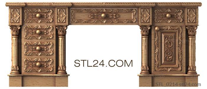 Tables (Elegant desk with decorative elements, STL_0214) 3D models for cnc