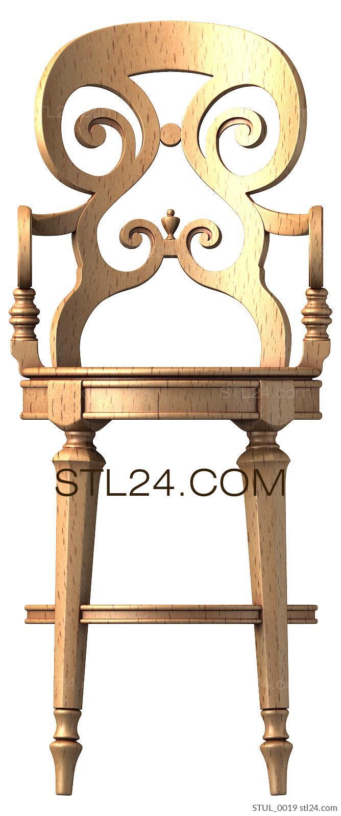 Chair (3d stl chair model with carved back, STUL_0019) 3D models for cnc