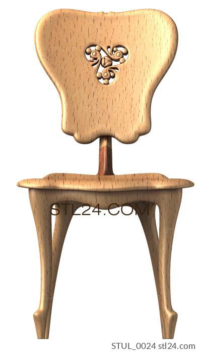 Chair (Unusual designer chair with a figured back and decorative cutout, STUL_0024) 3D models for cnc