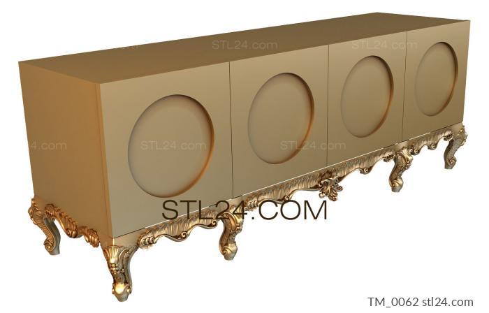 Stand (Modern sideboard on carved legs with round fronts, TM_0062) 3D models for cnc