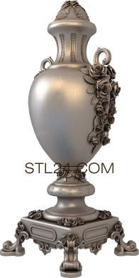Vases (Amphora with roses, VZ_0194) 3D models for cnc